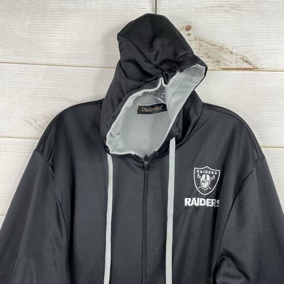 Las Vegas Raiders Dunbrooke Full Zip Jacket M Black Oversized Hooded Oakland NFL - Picture 2 of 10
